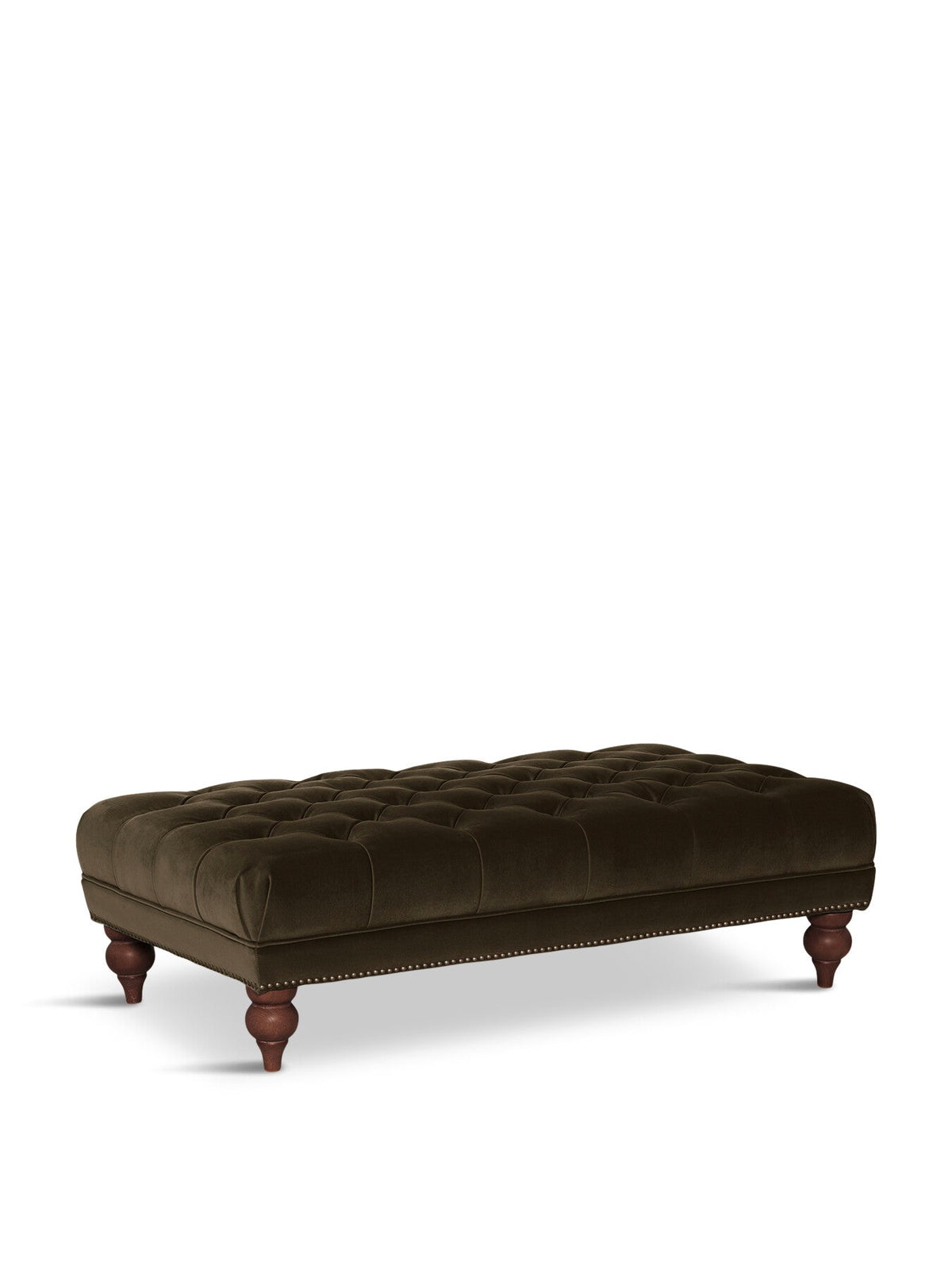 Ullswater Green Velvet Buttoned Rectangular Footstool Green