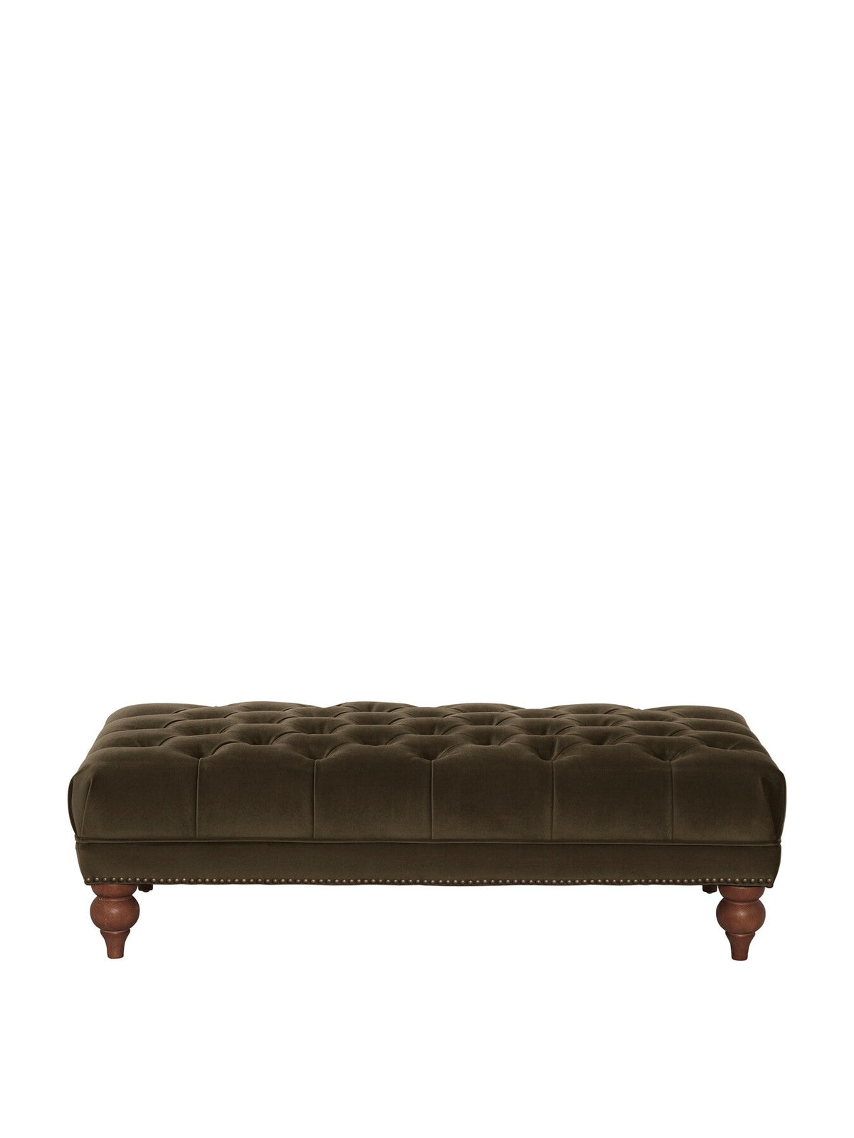 Ullswater Green Velvet Buttoned Rectangular Footstool Green