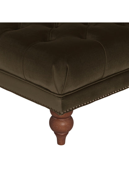 Ullswater Green Velvet Buttoned Rectangular Footstool Green