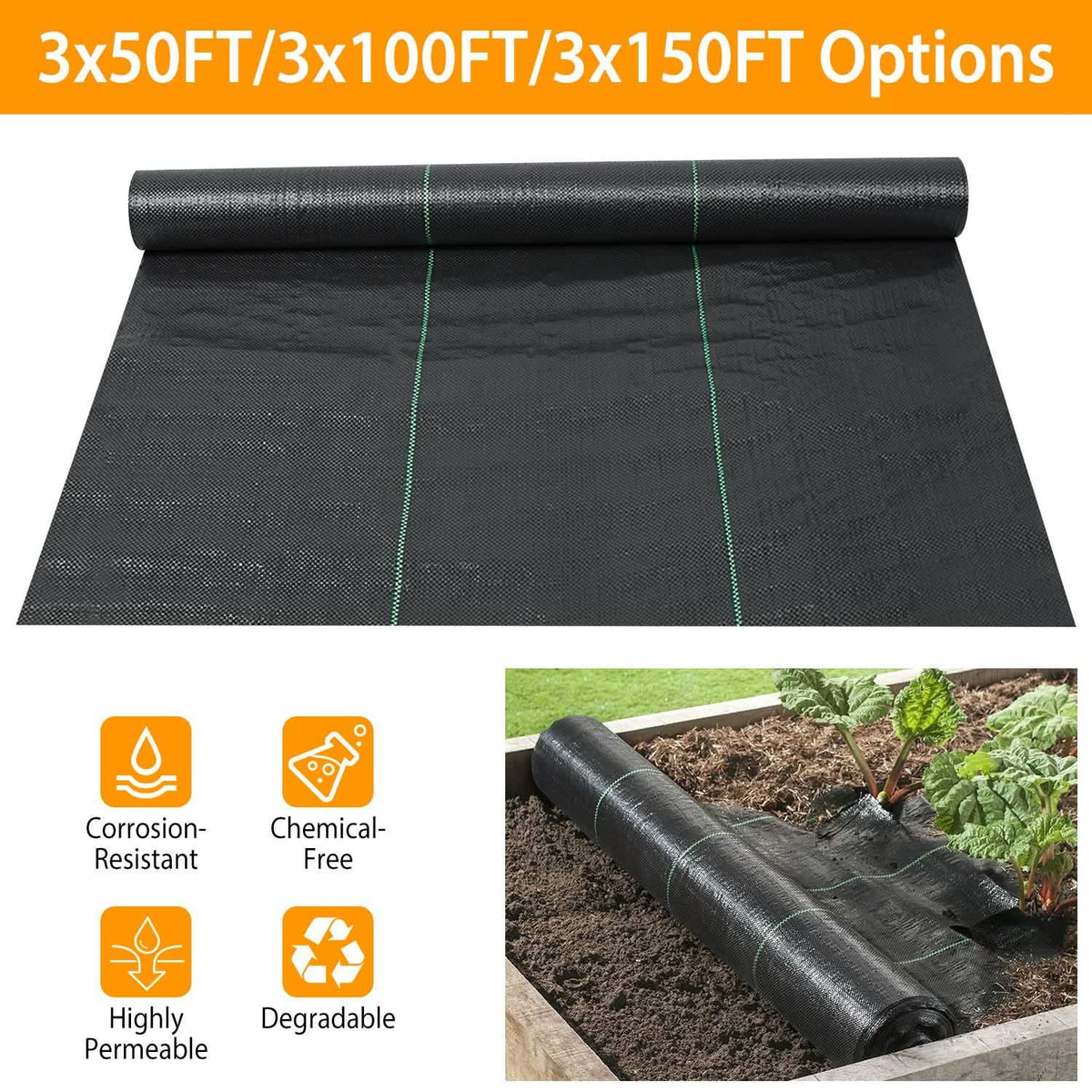 Weed Barrier Landscape Gardening Mat Fabric Woven