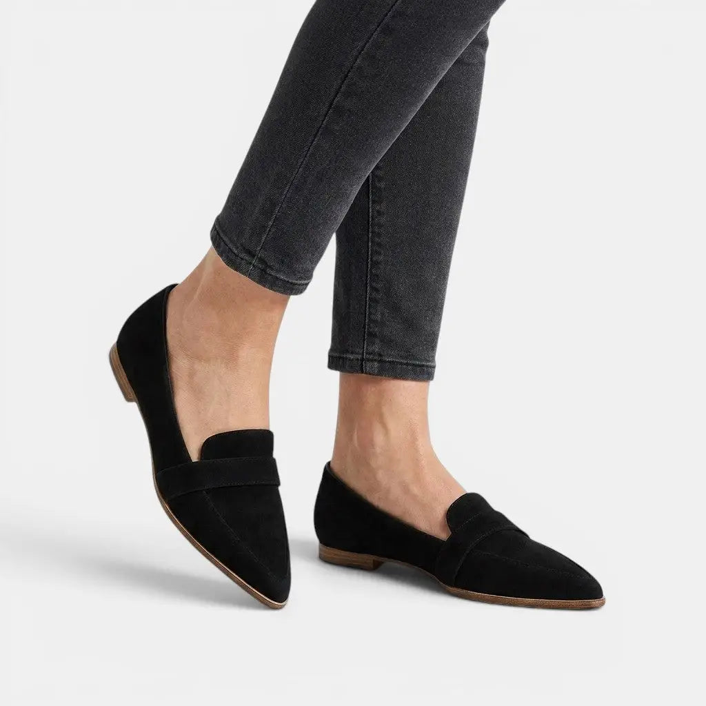 Women's Elegant Leather Loafers | Chic Black Penny Loafers for Everyday Wear