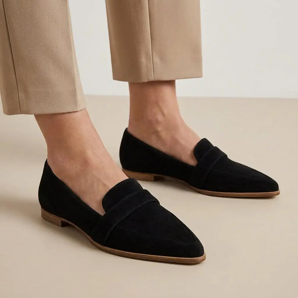 Women's Elegant Leather Loafers | Stylish Pointed Toe Slip-On Summer Shoes