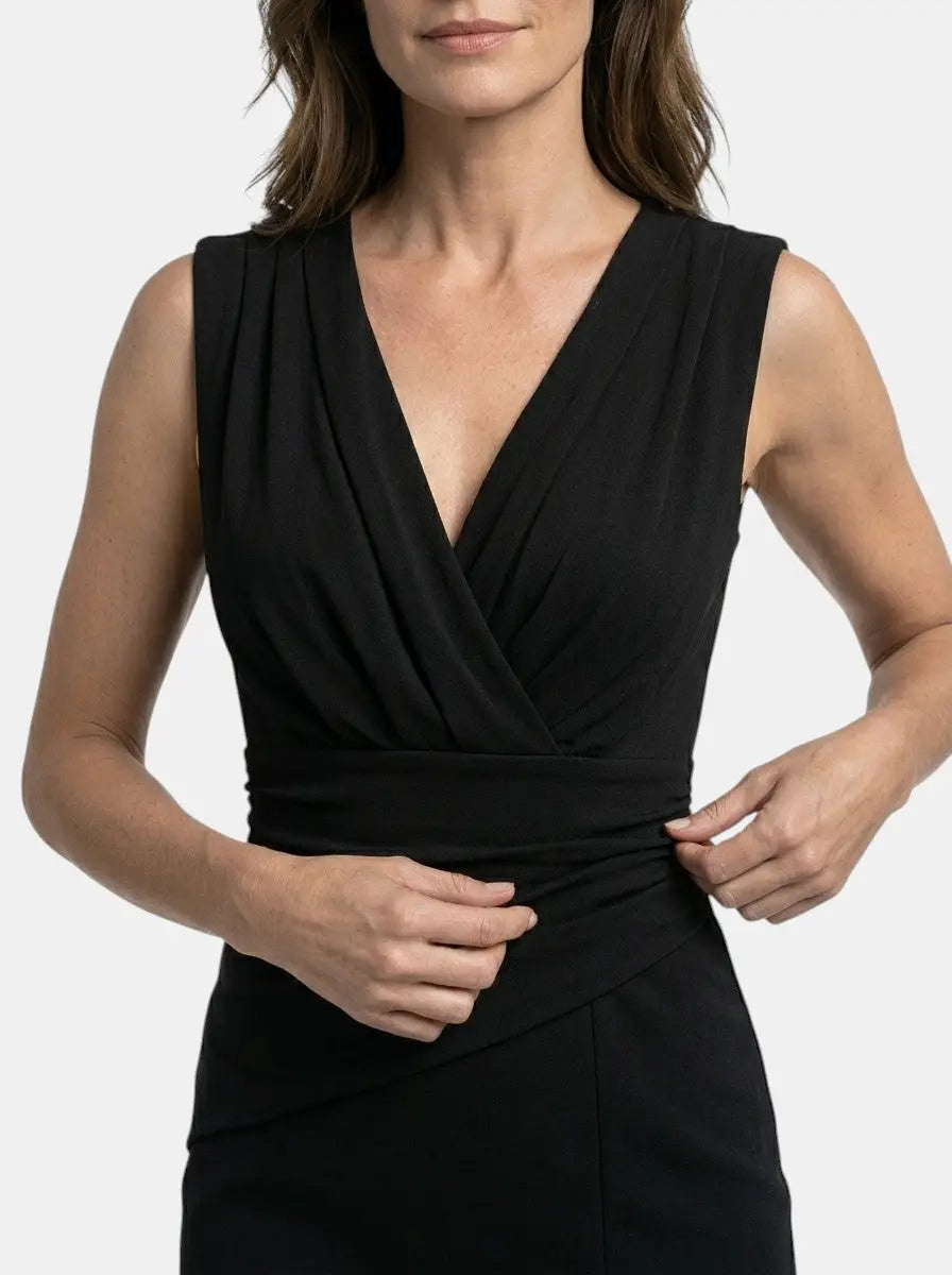 Women's Elegant Pleated Midi Dress | Sculpted Formal Evening Gown