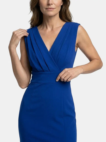 Women's Elegant Pleated Midi Dress | Sculpted Formal Evening Gown