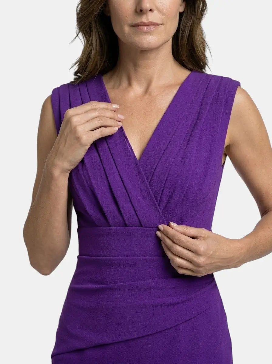 Women's Elegant Pleated Midi Dress | Sculpted Formal Evening Gown
