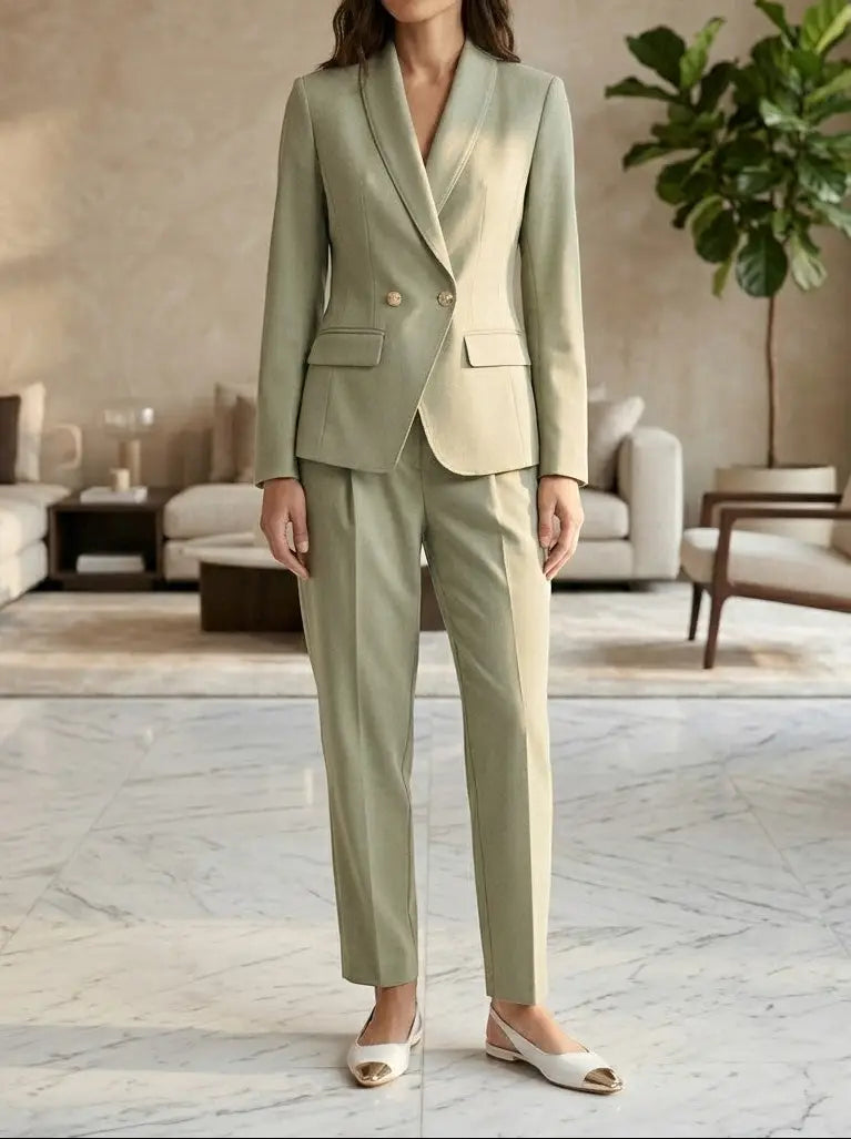 Women's Elegant Tailored Blazer Set | Structured Trousers for Autumn/Winter