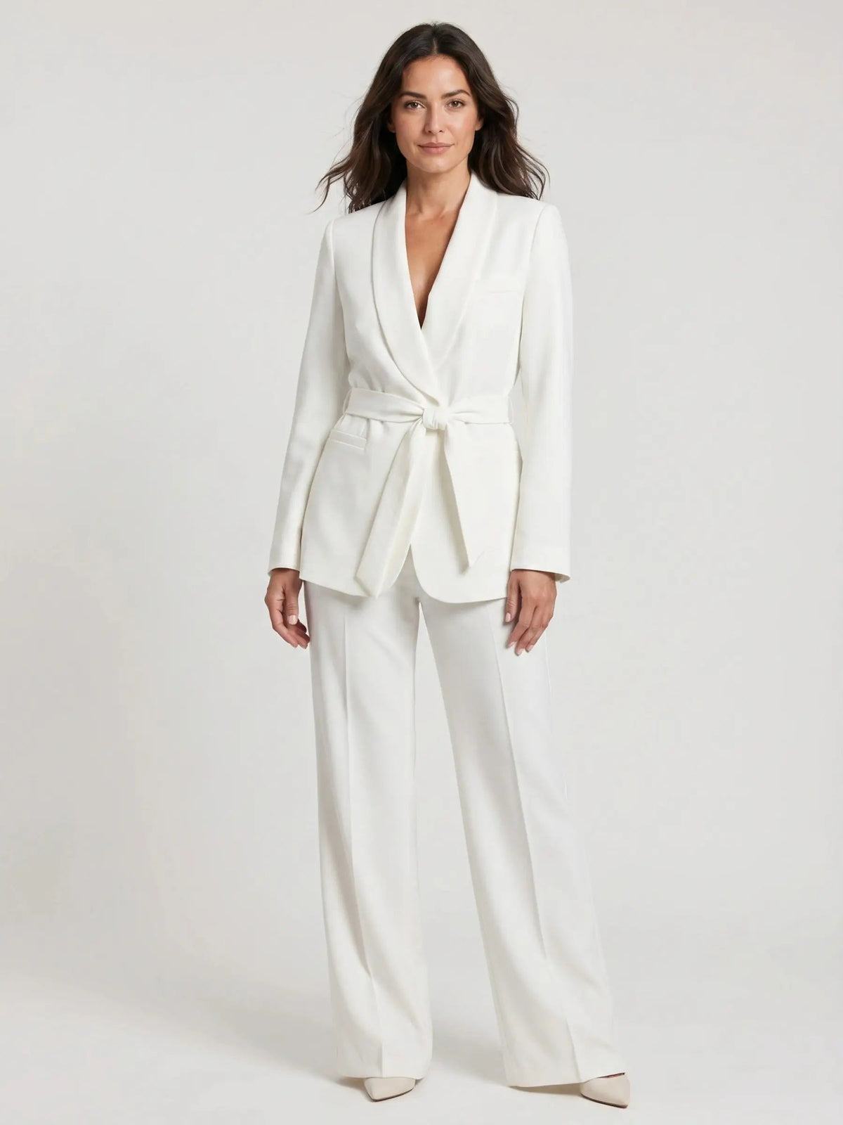Women's Elegant Tailored Blazer Set | Stylish Wide-Leg Trousers for Spring Summer