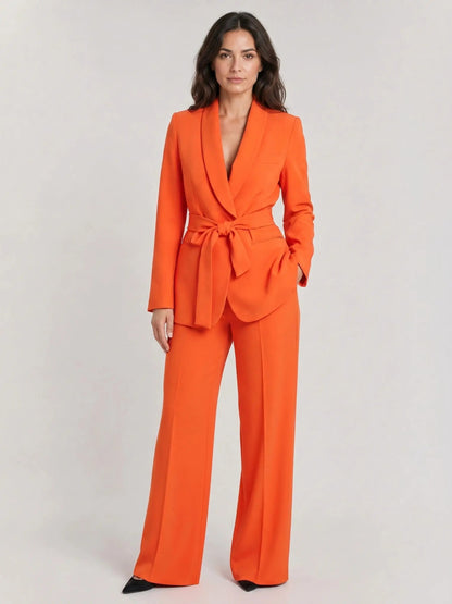 Women's Elegant Tailored Blazer Set | Stylish Wide-Leg Trousers for Spring Summer