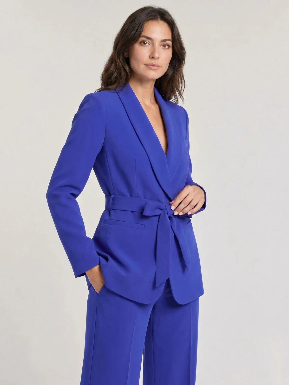Women's Elegant Tailored Blazer Set | Stylish Wide-Leg Trousers for Spring Summer
