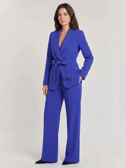 Women's Elegant Tailored Blazer Set | Stylish Wide-Leg Trousers for Spring Summer