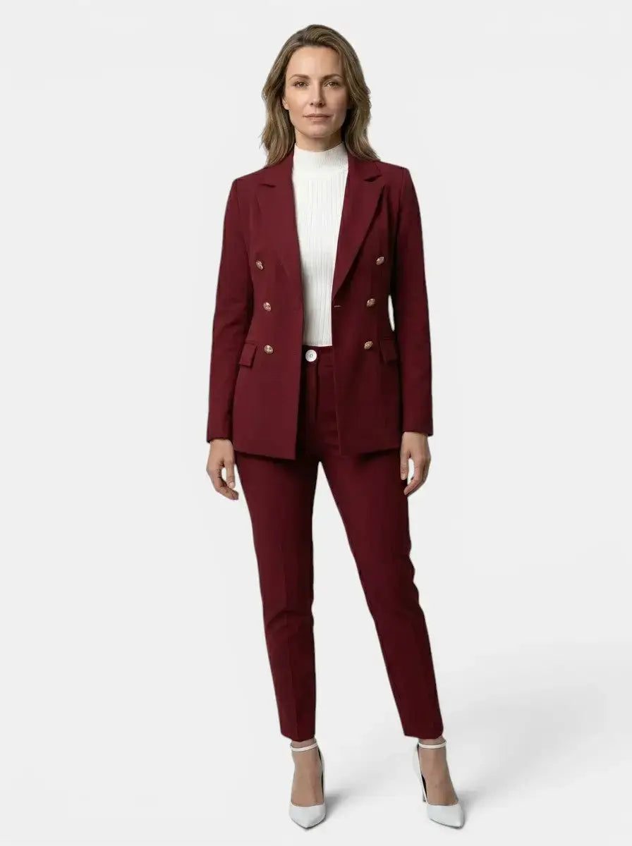 Women's Elegant Tailored Blazer Suit Set | Slim Fit Trousers for All Seasons