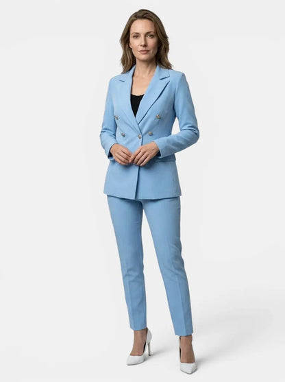 Women's Elegant Tailored Blazer Suit Set | Slim Fit Trousers for All Seasons