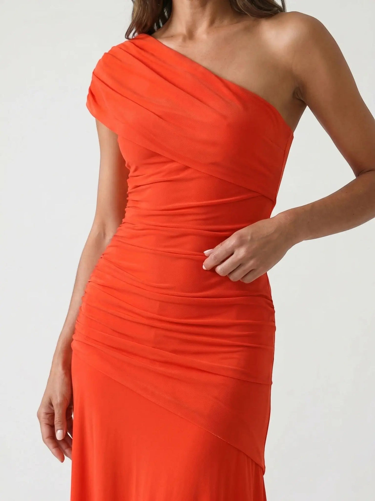 Women's Lightweight Asymmetrical Gathered Dress | Elegant Maxi Cocktail Evening Gown