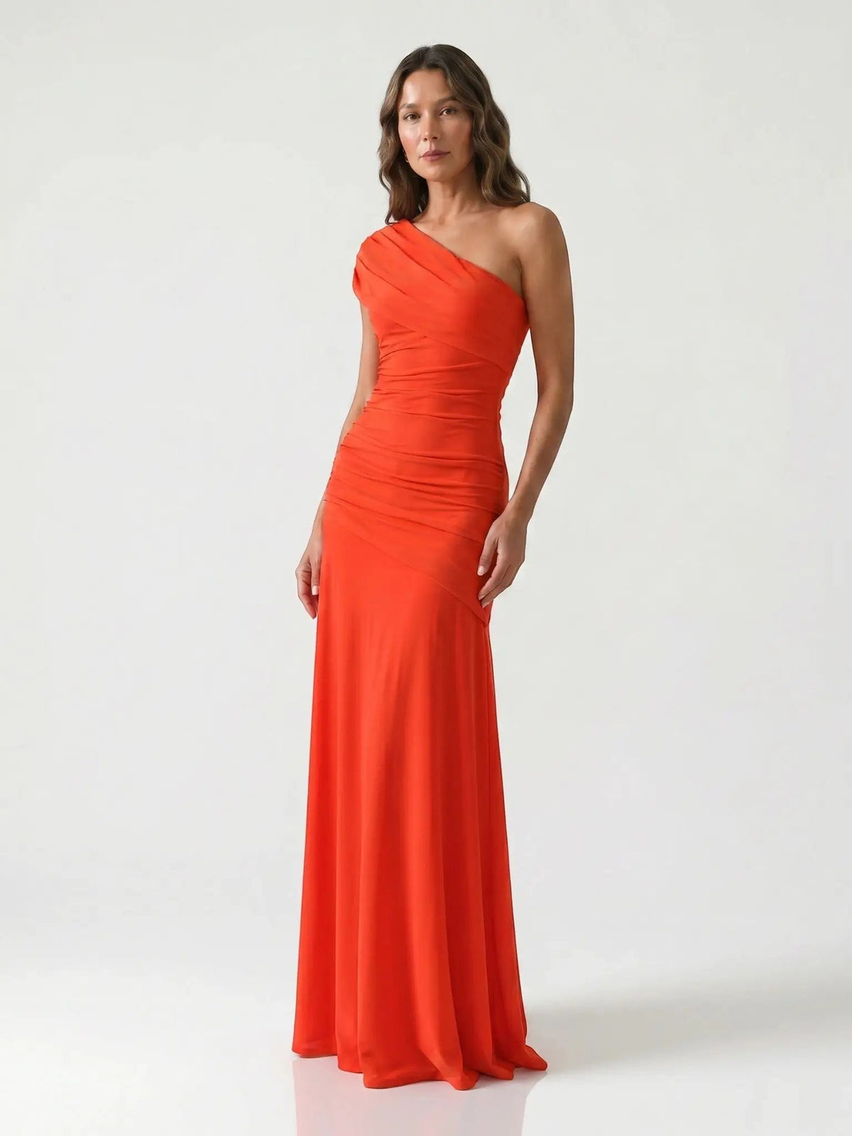 Women's Lightweight Asymmetrical Gathered Dress | Elegant Maxi Cocktail Evening Gown