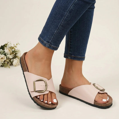 Women's Cushioned Comfort Slides | Adjustable Open-Toe Casual Footwear