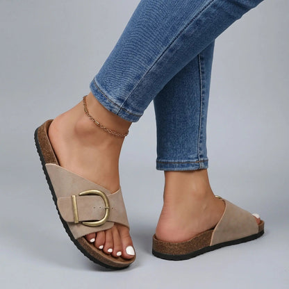 Women's Cushioned Comfort Slides | Adjustable Open-Toe Casual Footwear