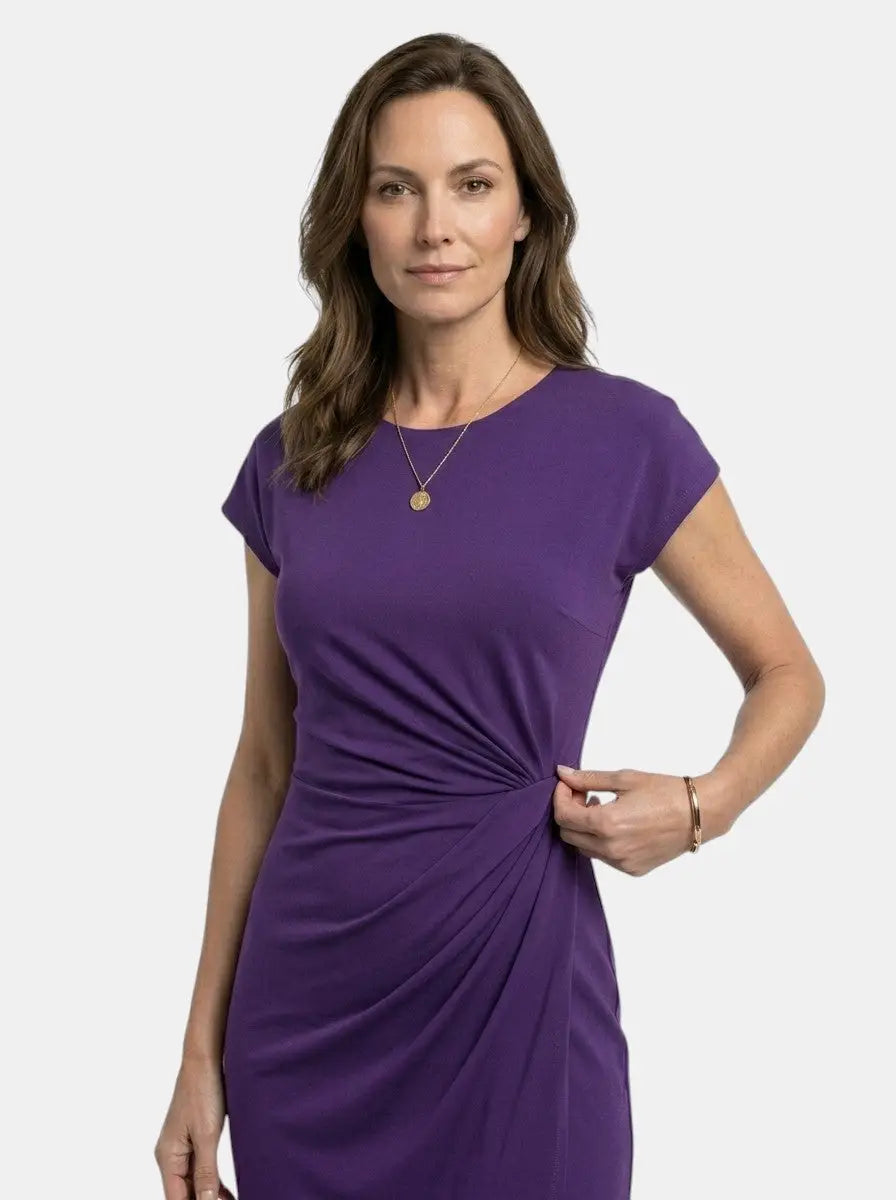 Women's Rich Fabric Bodycon Midi Dress | Elegant Sculpted Wrap Design for Formal Occasions