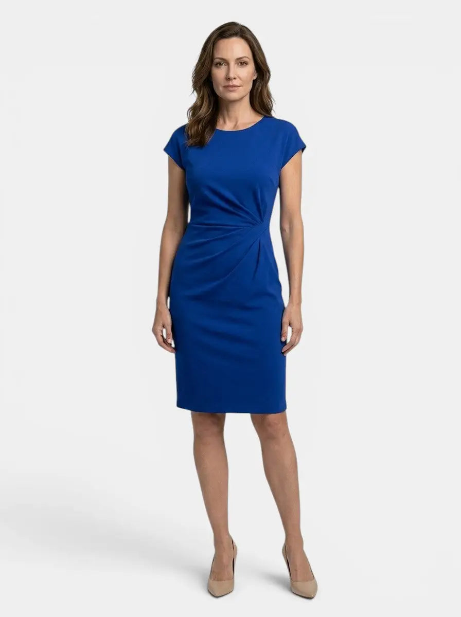 Women's Rich Fabric Bodycon Midi Dress | Elegant Sculpted Wrap Design for Formal Occasions