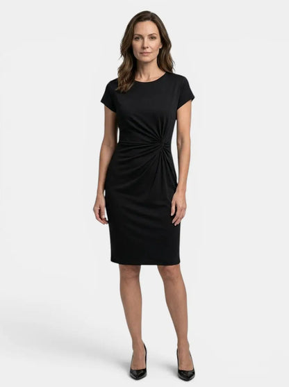 Women's Rich Fabric Bodycon Midi Dress | Elegant Sculpted Wrap Design for Formal Occasions