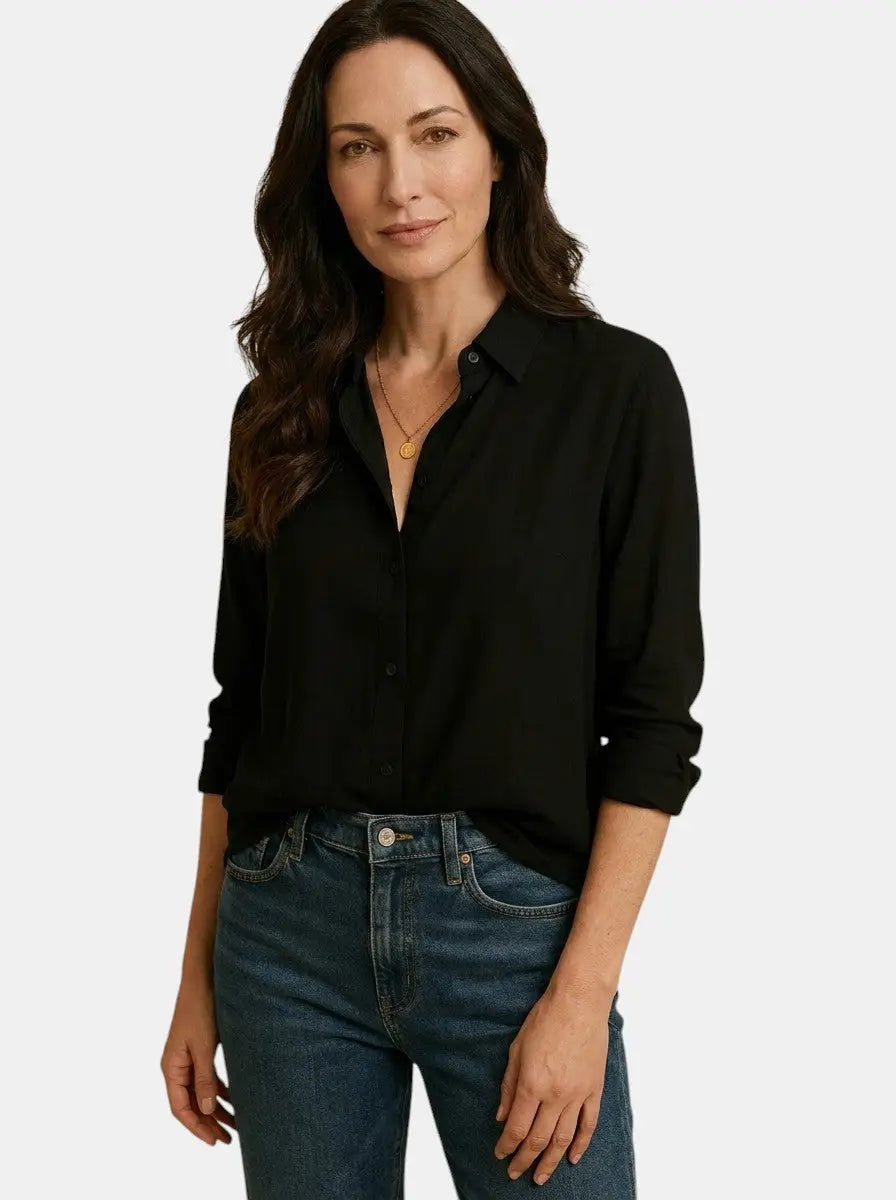 Women's Soft Drape Long Sleeve Blouse | Elegant Relaxed Fit Summer Top