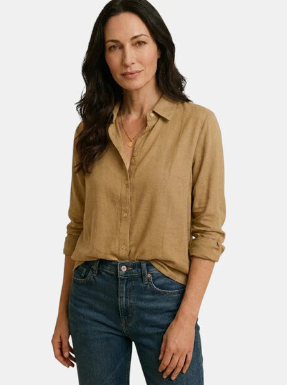 Women's Soft Drape Long Sleeve Blouse | Elegant Relaxed Fit Summer Top