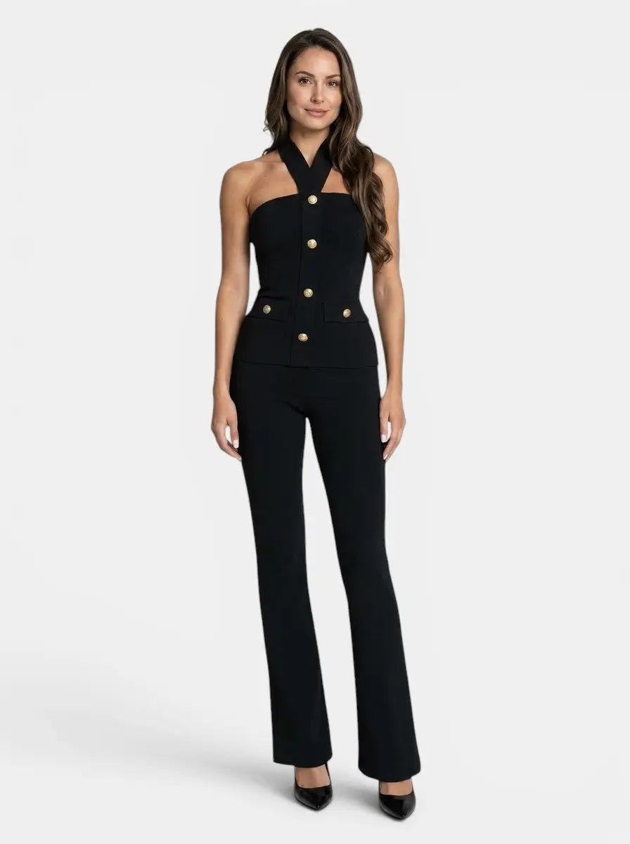 Women's Structured Co-Ord Set | Elegant Halter Neck Two Piece Outfit