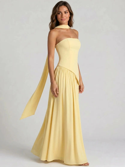 Women's Structured Cocktail Dress | Elegant Strapless High Slit Design