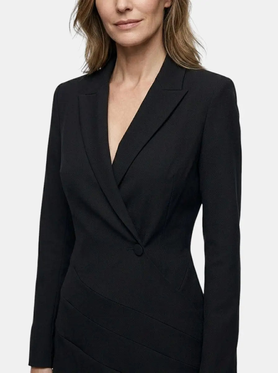 Women's Structured Mini Dress | Bold Deep V Neck Blazer Style Cocktail Dress
