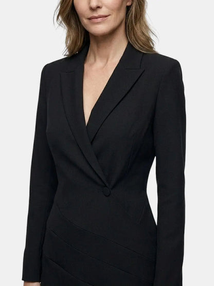 Women's Structured Mini Dress | Bold Deep V Neck Blazer Style Cocktail Dress