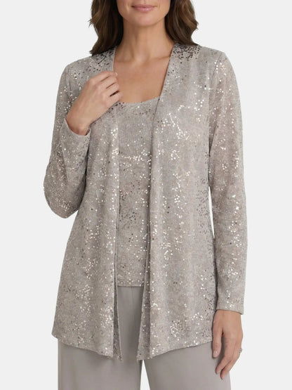 Women's Textured Lace Sequin Suit | Elegant Wide Leg Trousers for Formal Events