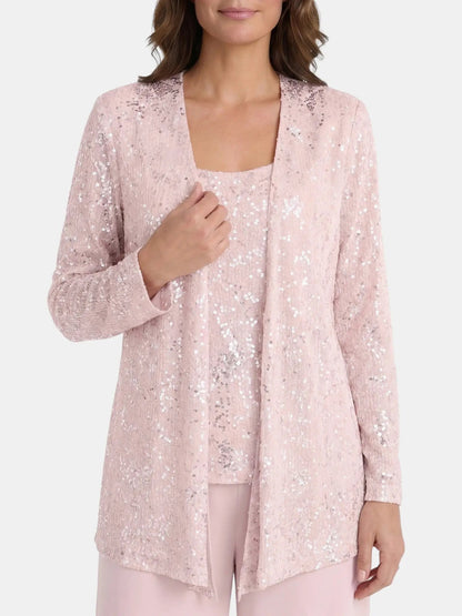 Women's Textured Lace Sequin Suit | Elegant Wide Leg Trousers for Formal Events