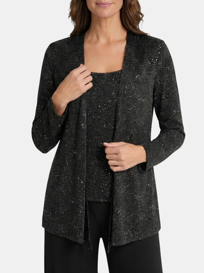 Women's Textured Lace Sequin Suit | Elegant Wide Leg Trousers for Formal Events