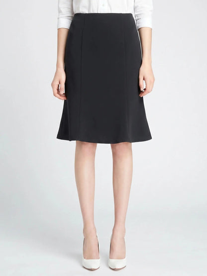 Women's Woven A-Line Midi Skirt | Flared Elastic Waist Pull-On Design | Elegant Casual Office Wear