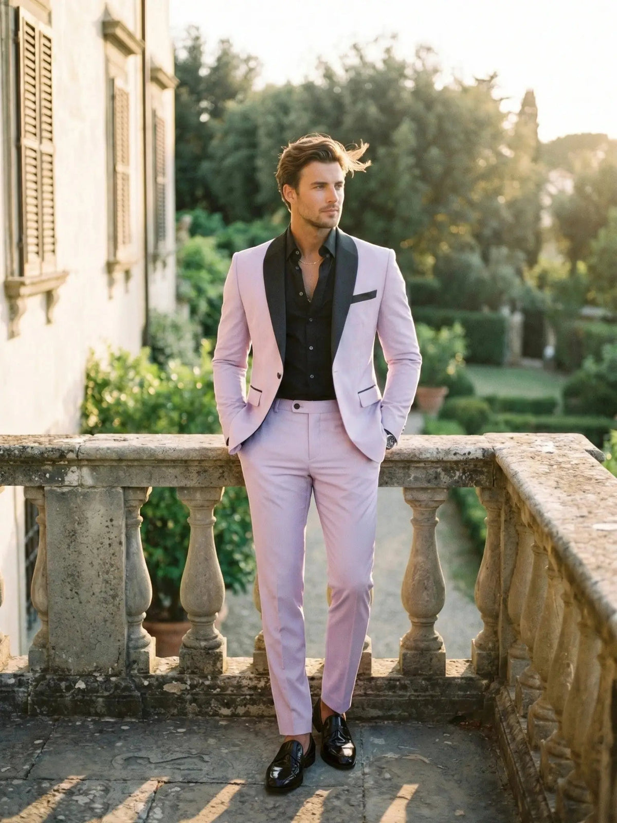 Men's Satin Tailored Suit | Elegant Slim Fit Trousers for Formal Events