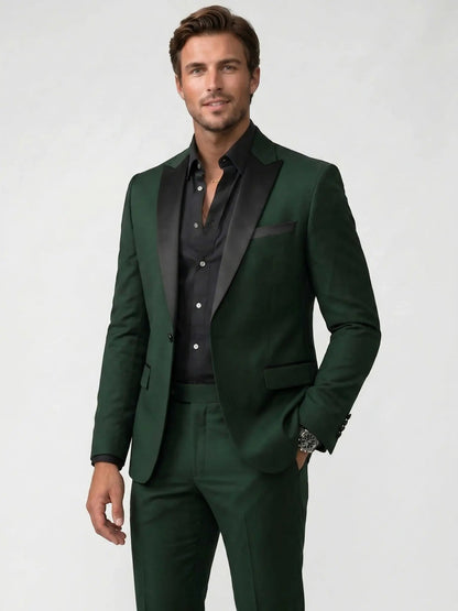 Men's Satin Tailored Suit | Elegant Slim Fit Trousers for Formal Events