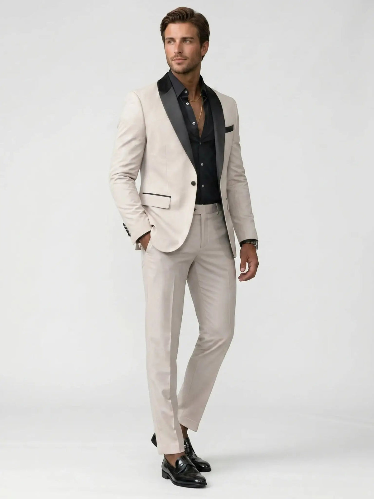 Men's Satin Tailored Suit | Elegant Slim Fit Trousers for Formal Events