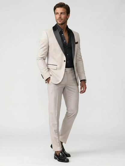 Men's Satin Tailored Suit | Elegant Slim Fit Trousers for Formal Events