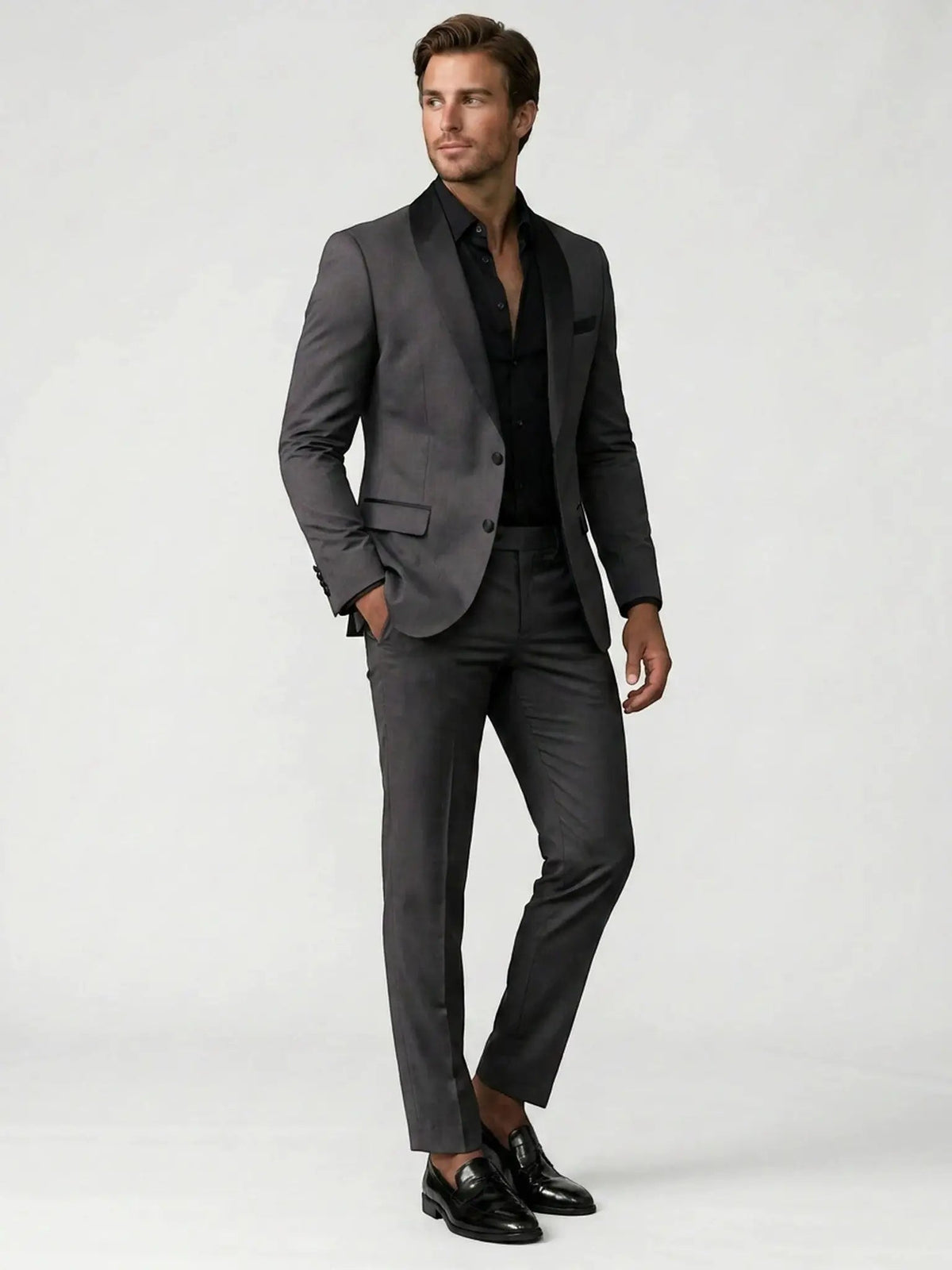 Men's Satin Tailored Suit | Elegant Slim Fit Trousers for Formal Events