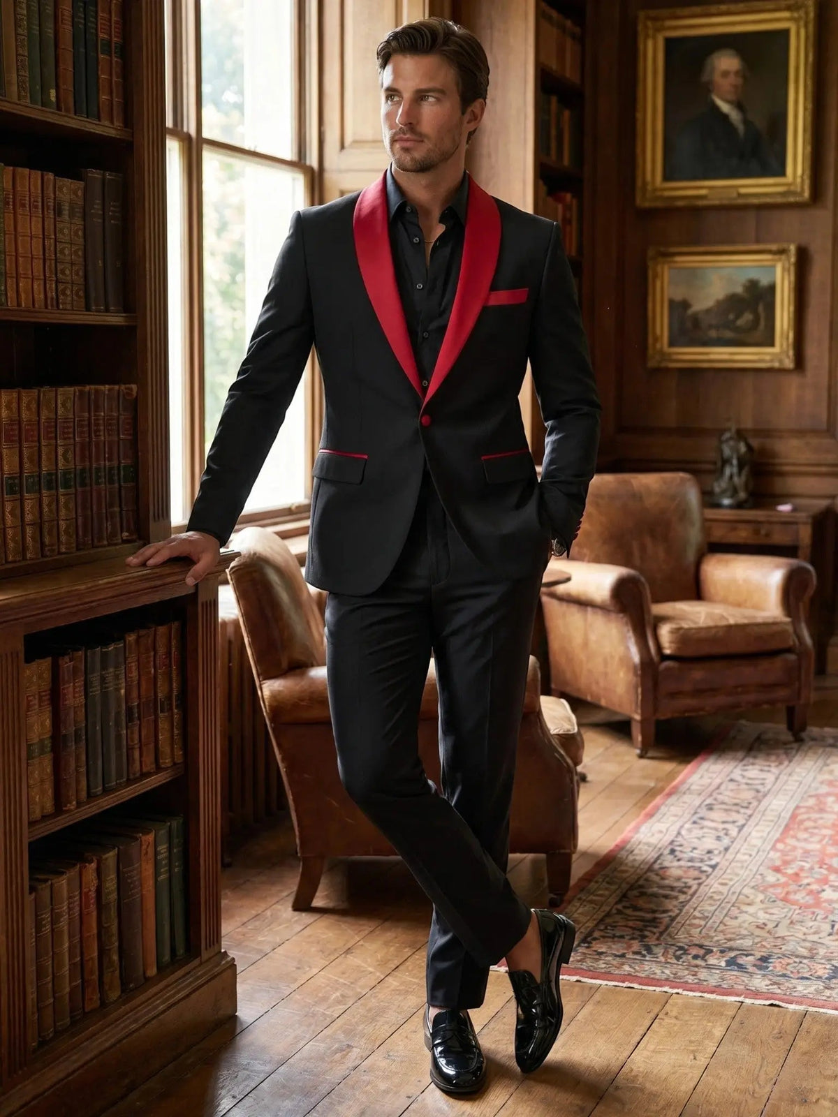 Men's Satin Tailored Suit | Elegant Slim Fit Trousers for Formal Events