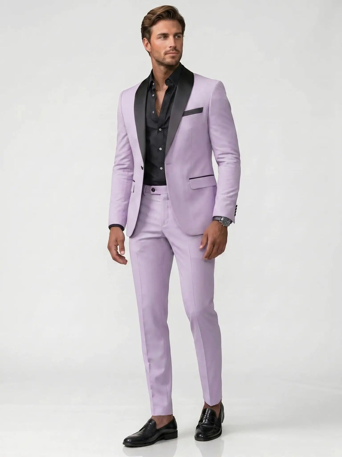 Men's Satin Tailored Suit | Elegant Slim Fit Trousers for Formal Events