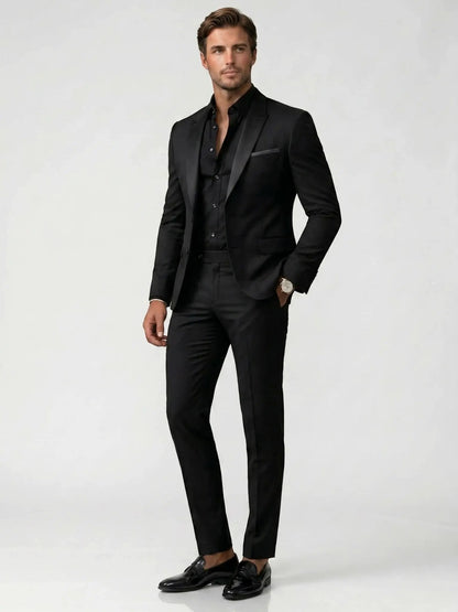 Men's Satin Tailored Suit | Elegant Slim Fit Trousers for Formal Events
