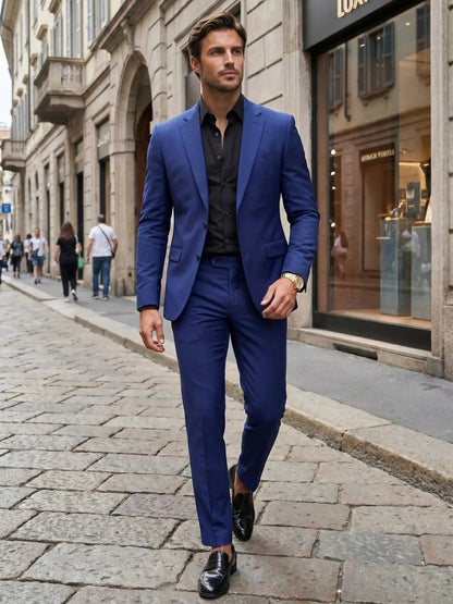 Men's Satin Tailored Suit | Elegant Slim Fit Trousers for Formal Events