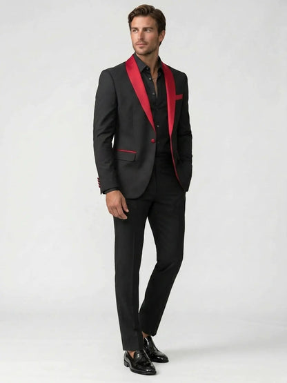 Men's Satin Tailored Suit | Elegant Slim Fit Trousers for Formal Events